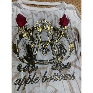 Apple Bottoms Embellished Long Sleeve shirt plunge back‎ Y2K unique